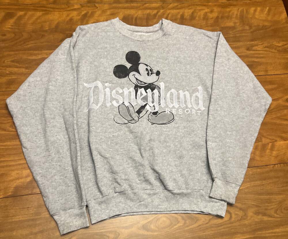 Disneyland Resort Mickey Mouse Gray Crewneck Sweatshirt Hanes Size S